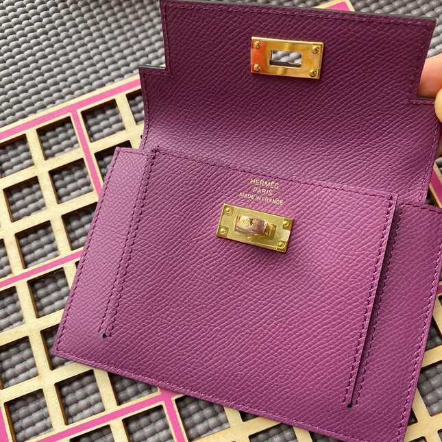 HM Kelly Pocket 13.5 Purple Epsom Ghw