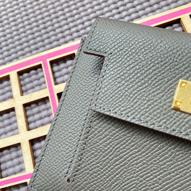 HM Kelly Pocket 13.5 Dark Grey Epsom Ghw