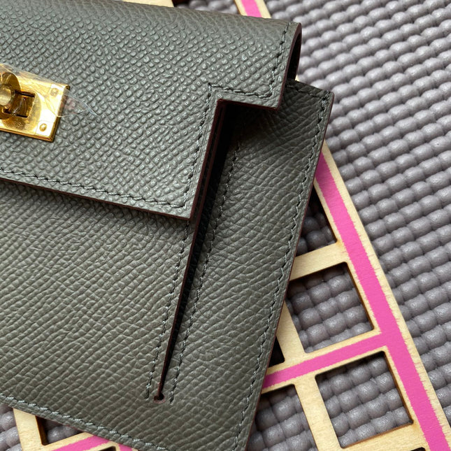 HM Kelly Pocket 13.5 Dark Grey Epsom Ghw