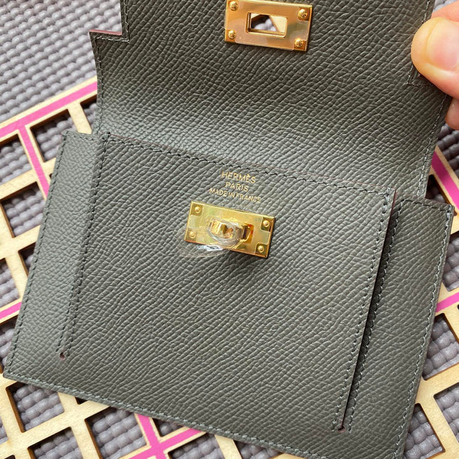 HM Kelly Pocket 13.5 Dark Grey Epsom Ghw