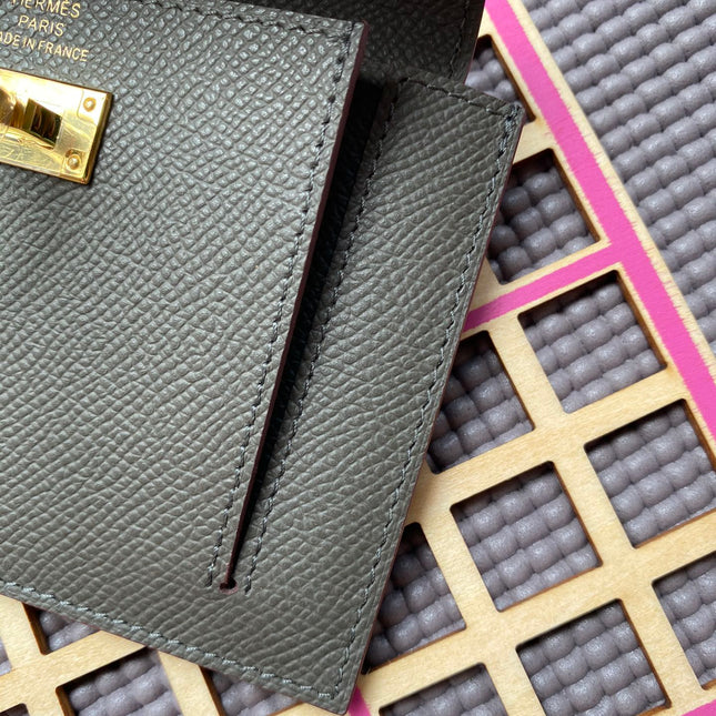 HM Kelly Pocket 13.5 Dark Grey Epsom Ghw