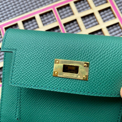 HM Kelly Pocket 13.5 Dark Green Epsom Ghw