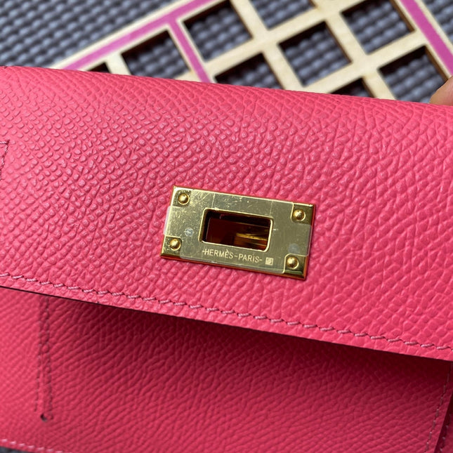 HM Kelly Pocket 13.5 Dark Pink Epsom Ghw