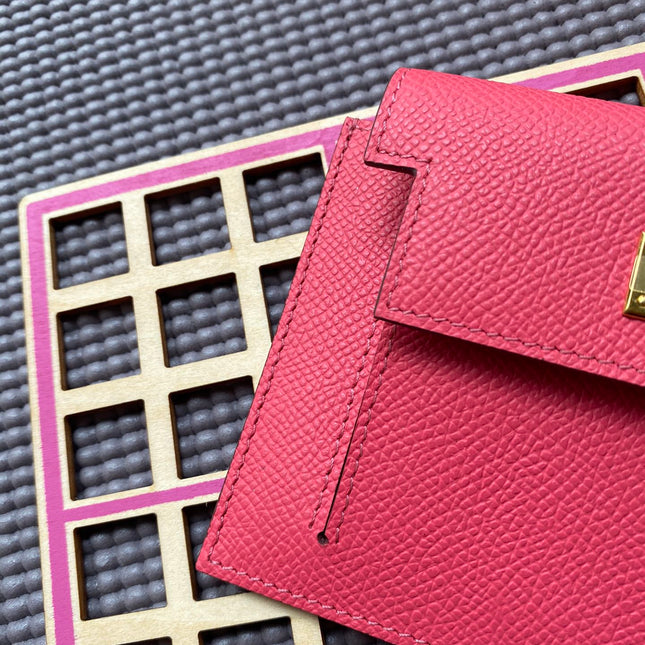 HM Kelly Pocket 13.5 Dark Pink Epsom Ghw