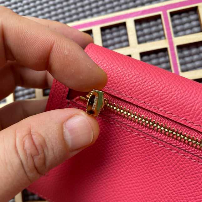 HM Kelly Pocket 13.5 Dark Pink Epsom Ghw