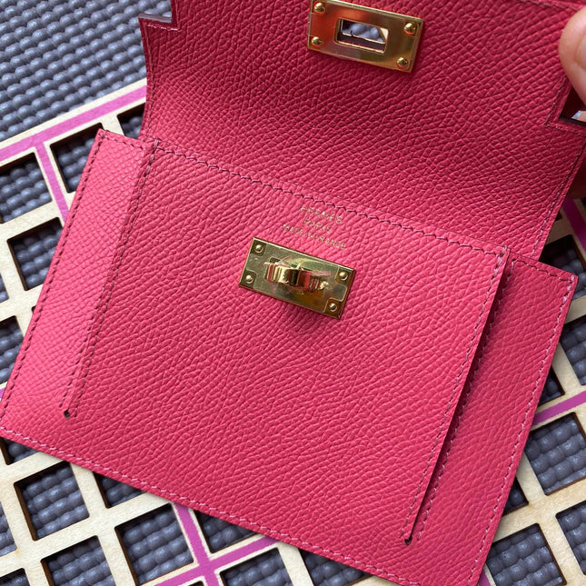 HM Kelly Pocket 13.5 Dark Pink Epsom Ghw