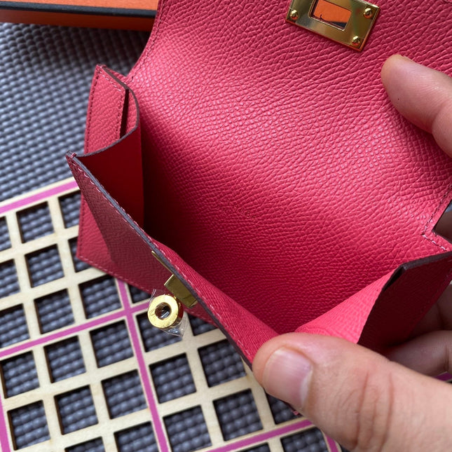 HM Kelly Pocket 13.5 Dark Pink Epsom Ghw