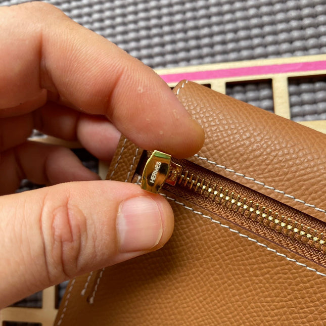 HM Kelly Pocket 13.5 Tan Epsom Ghw