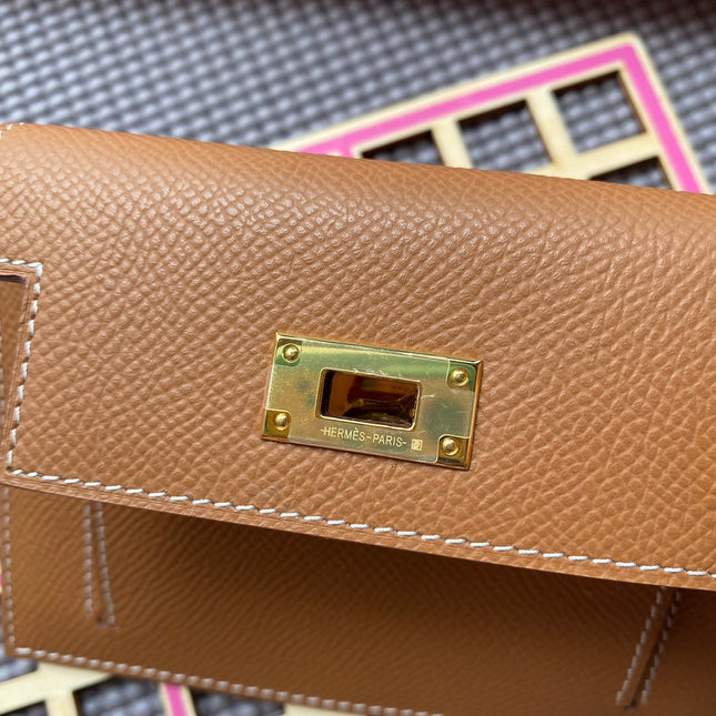 HM Kelly Pocket 13.5 Tan Epsom Ghw