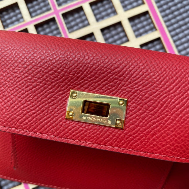 HM Kelly Pocket 13.5 Red Epsom Ghw