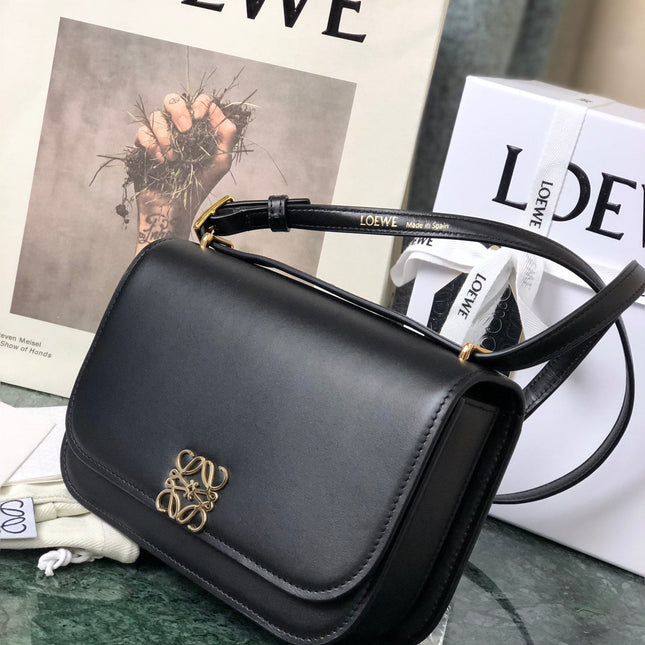 LOE GOYA BAG 18 IN BLACK SILK CALFSKIN