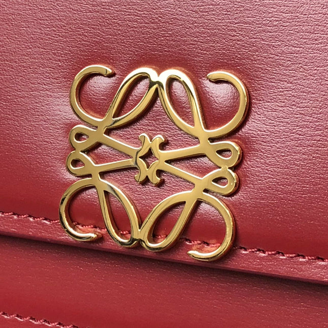 LOE GOYA BAG 18 IN CHERRY RED SILK CALFSKIN