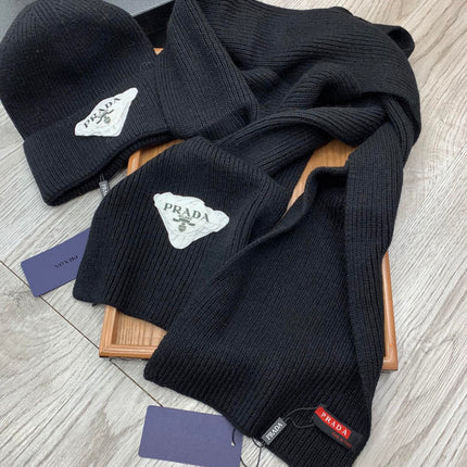 SET SCARF AND HAT IN BLACK WOOL AND RABBIT FUR 386077