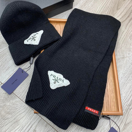 SET SCARF AND HAT IN BLACK WOOL AND RABBIT FUR 386077