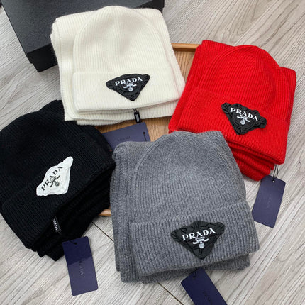 SET SCARF AND HAT IN BLACK WOOL AND RABBIT FUR 386077