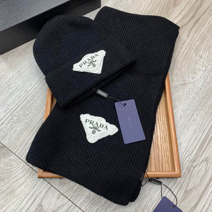 SET SCARF AND HAT IN BLACK WOOL AND RABBIT FUR 386077