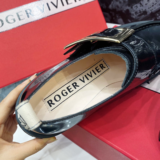 VIV' RANGERS LOAFERS IN BLACK SHINY CALFSKIN WITH GOLD BUCKLE ON THE SIDE OF THE TONGUE