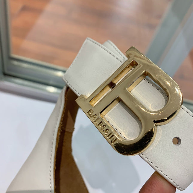 BALMAIN 25S THIN STRAP HIGH HEELS 105MM IN IVORY CALFSKIN GOLD HARDWARE