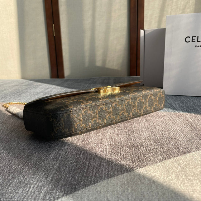 CHAIN SHOULDER BAG CLAUDE 33 IN BLACK TRIOMPHE CANVAS GOLD HARDWARE