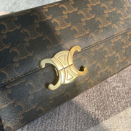 CHAIN SHOULDER BAG CLAUDE 33 IN BLACK TRIOMPHE CANVAS GOLD HARDWARE