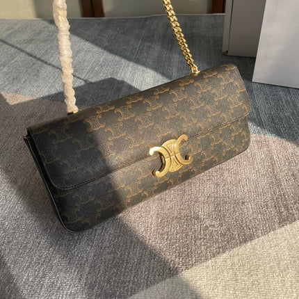 CHAIN SHOULDER BAG CLAUDE 33 IN BLACK TRIOMPHE CANVAS GOLD HARDWARE