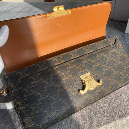 CHAIN SHOULDER BAG CLAUDE 33 IN BLACK TRIOMPHE CANVAS GOLD HARDWARE