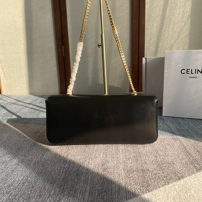 CHAIN SHOULDER BAG CLAUDE 33 IN BLACK CALFSKIN GOLD HARDWARE