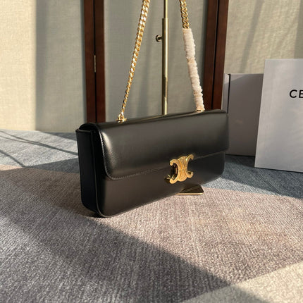CHAIN SHOULDER BAG CLAUDE 33 IN BLACK CALFSKIN GOLD HARDWARE
