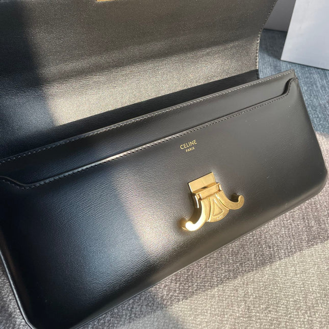 CHAIN SHOULDER BAG CLAUDE 33 IN BLACK CALFSKIN GOLD HARDWARE