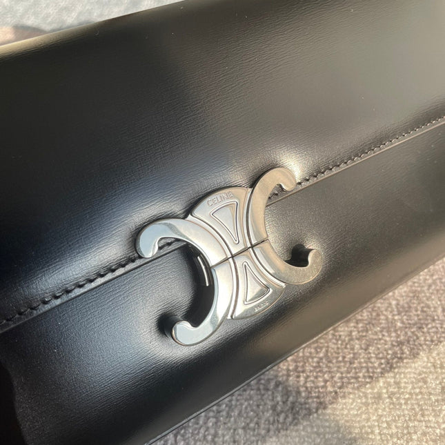 CHAIN SHOULDER BAG CLAUDE 33 IN BLACK CALFSKIN SILVER HARDWARE