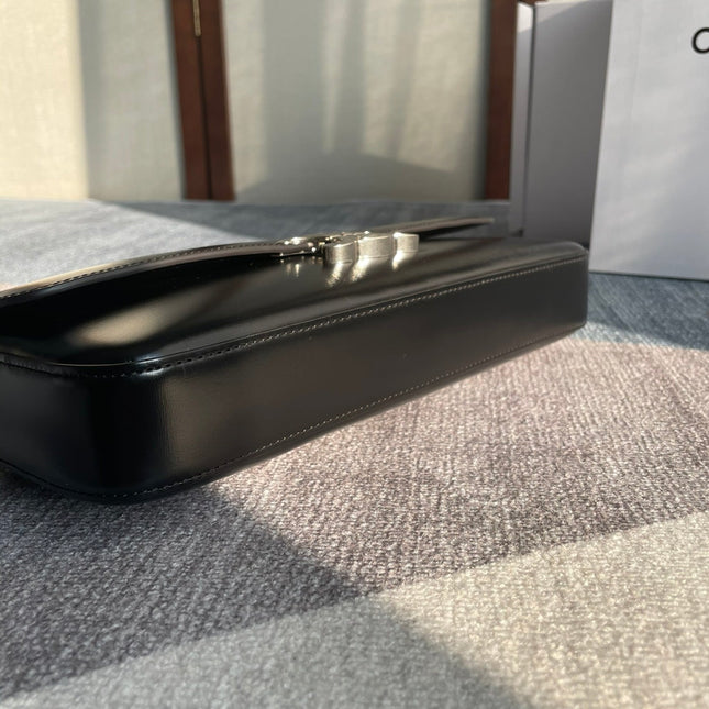 CHAIN SHOULDER BAG CLAUDE 33 IN BLACK CALFSKIN SILVER HARDWARE