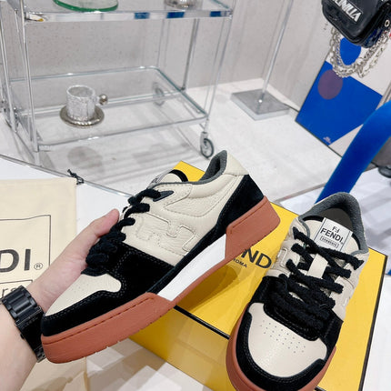FENDI CASUAL SNEAKER IN WHITE CALFSKIN AND BLACK SUEDE