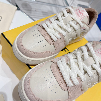 FENDI CASUAL SNEAKER IN WHITE CALFSKIN AND LIGHT PINK SUEDE