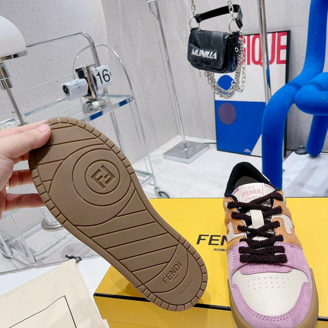 FENDI CASUAL SNEAKER IN COLORFUL CALFSKIN AND SUEDE