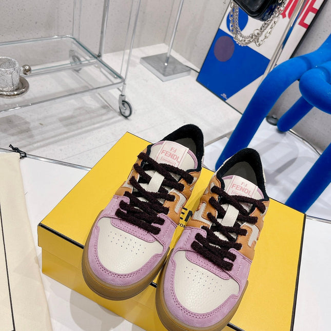 FENDI CASUAL SNEAKER IN COLORFUL CALFSKIN AND SUEDE