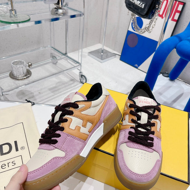 FENDI CASUAL SNEAKER IN COLORFUL CALFSKIN AND SUEDE