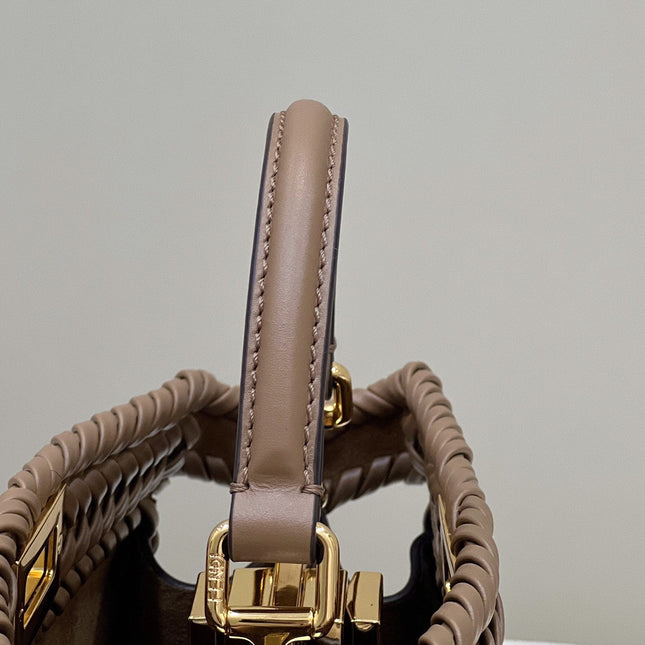 PEEKABOO ISEEU 27 IN BROWN SMOOTH CALFSKIN WITH WOVEN TRIM GOLD HARDWARE