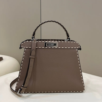 PEEKABOO ISEEU 33 IN TOBACCO BROWN GRAINED CALFSKIN SILVER HARDWARE