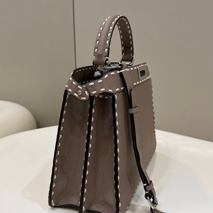 PEEKABOO ISEEU 33 IN TOBACCO BROWN GRAINED CALFSKIN SILVER HARDWARE