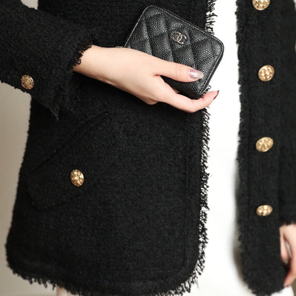 CC ZIPPED COIN BASIC PURSE 11 BLACK CALFSKIN SILVER ICON