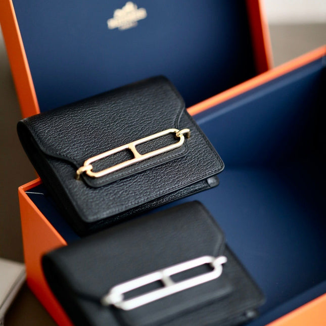 HM RoulisSlim Wallet 12.7 Black Calfskin