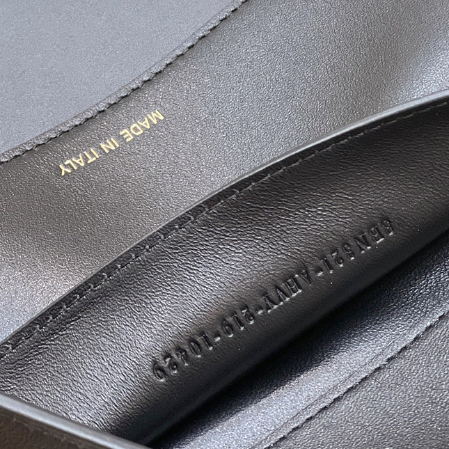 PEEKABOO ISEEU 27 IN BLACK SMOOTH CALFSKIN WITH WOVEN TRIM GOLD HARDWARE