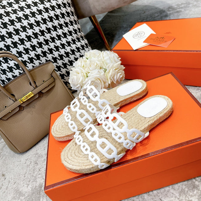 STRAW SOLE SLIPPERS WHITE LAMBSKIN