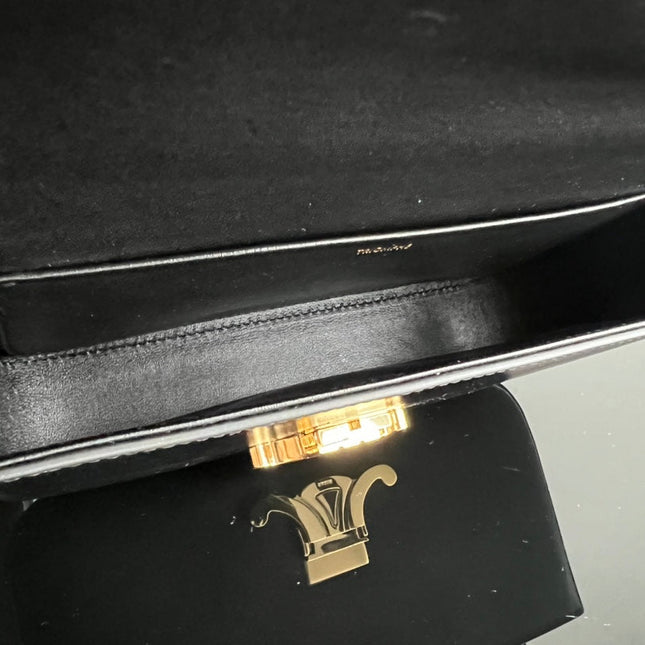 TRIPHOME 20 BLACK COWHIDE LEATHER CHAIN STRAP BAG