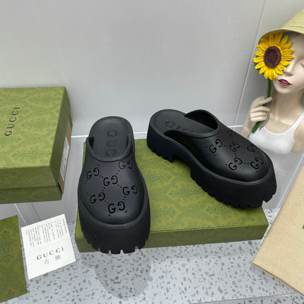 GG PLATFORM PERFORATED G 55 SANDAL BLACK IP FOAM