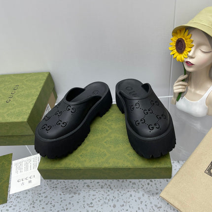 GG PLATFORM PERFORATED G 55 SANDAL BLACK IP FOAM