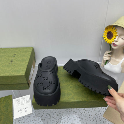 GG PLATFORM PERFORATED G 55 SANDAL BLACK IP FOAM