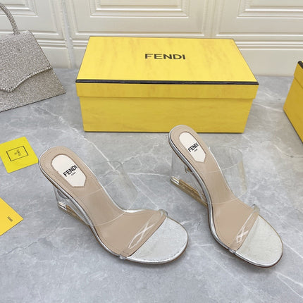 FENDI FIRST 95 MM HIGH-HEELED SANDAL IN TRANSPARENT TPU FILM AND LAMBSKIN