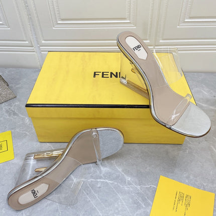 FENDI FIRST 95 MM HIGH-HEELED SANDAL IN TRANSPARENT TPU FILM AND LAMBSKIN