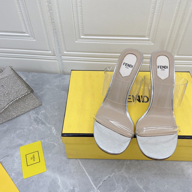 FENDI FIRST 95 MM HIGH-HEELED SANDAL IN TRANSPARENT TPU FILM AND LAMBSKIN